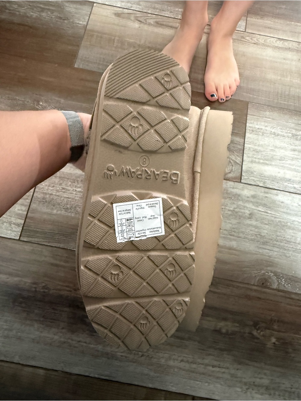 Cozy Taupe Suede Slip-On Slippers - Picture 3 of 7